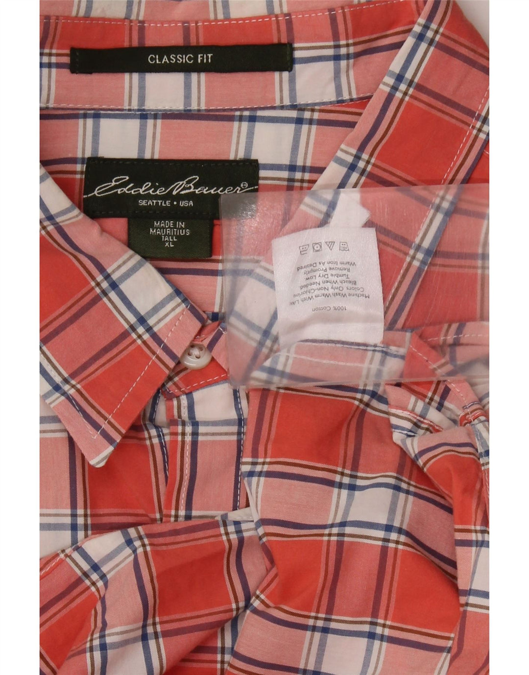 EDDIE BAUER Herren-Hemd, groß, klassische Passform, XL, orange kariert, Baumwolle