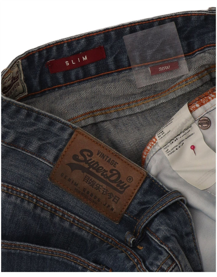 Superdry Herren Slim Denim Shorts W30 Mittelblaue Baumwolle