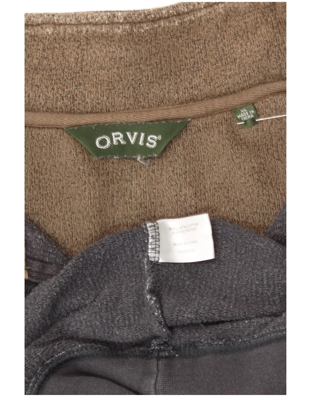 Orvis Herren-Sweatshirt mit Reißverschluss am Hals, XL, grau meliert, Baumwolle