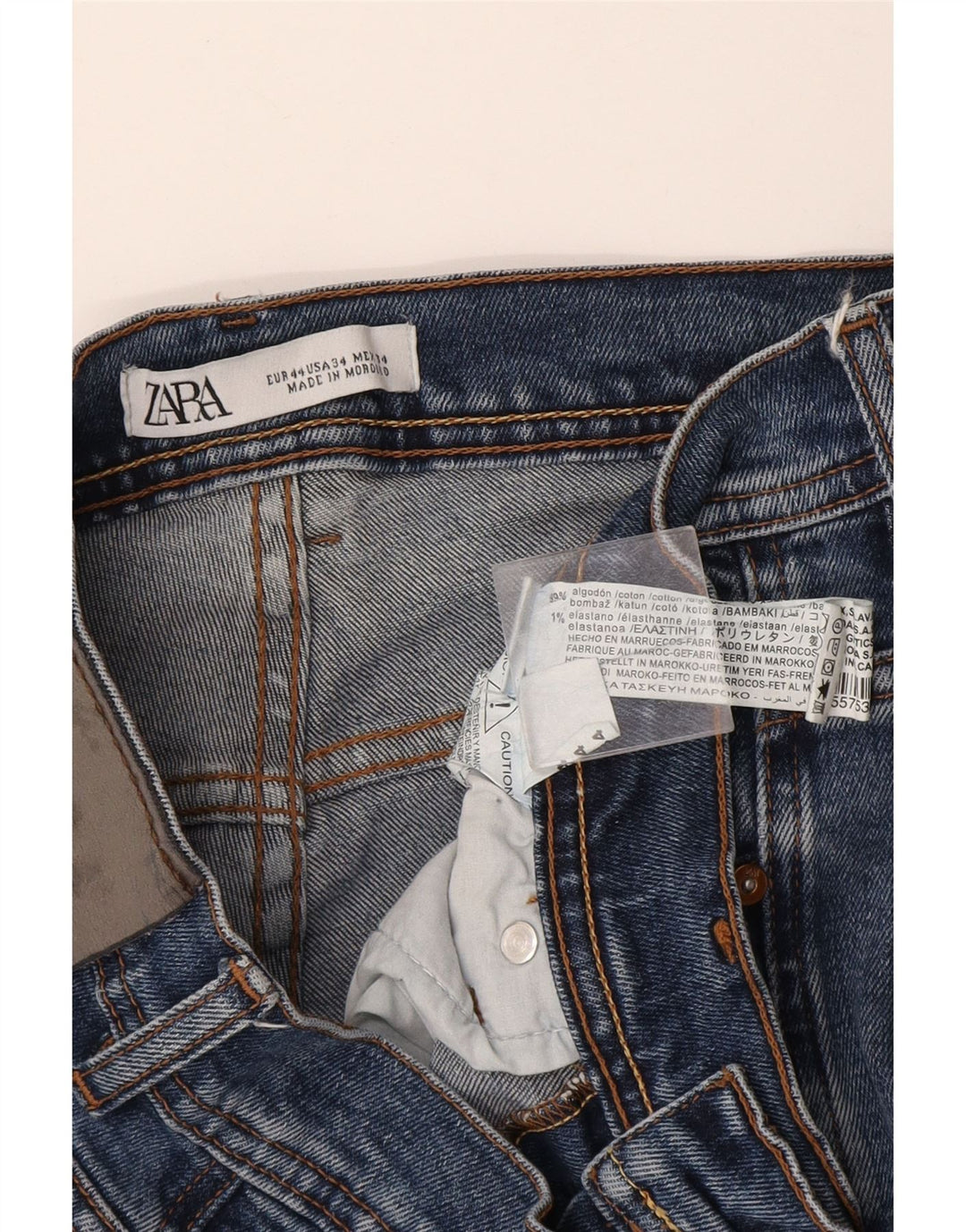Zara Herren Slim Jeans EU 44 Large W34 L30 Blaue Baumwolle