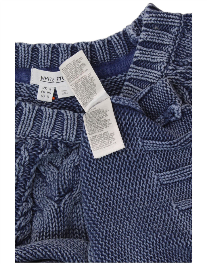 WHITE STUFF Damen Pullover mit bauchfreiem U-Boot-Ausschnitt, Gr. 40, Marineblau