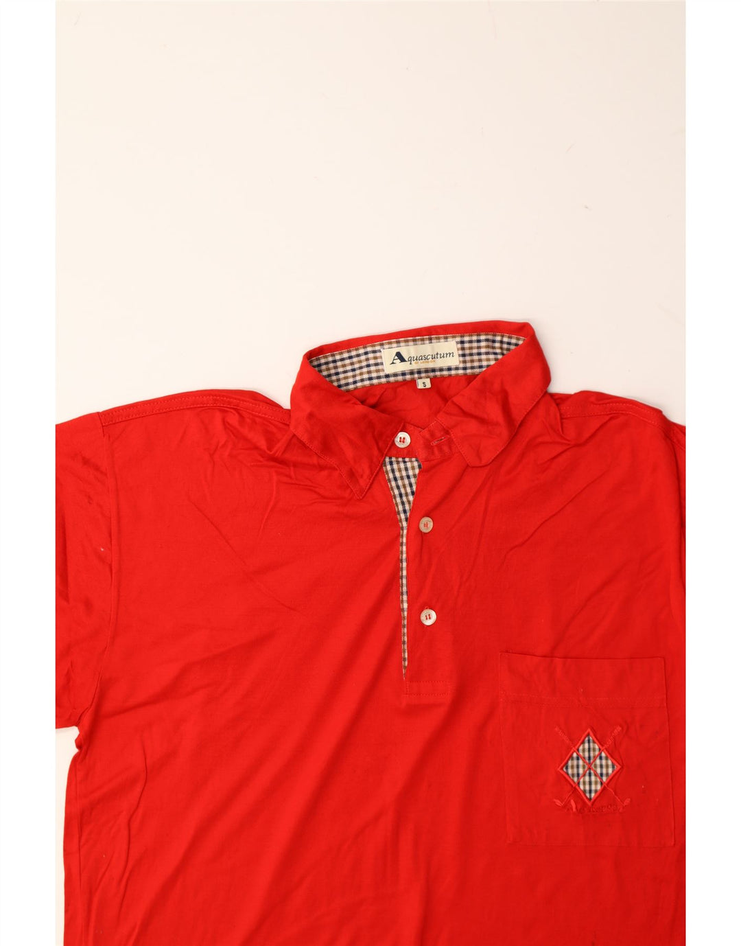 AQUASCUTUM Mens Polo Shirt Small Red Cotton Vintage Aquascutum and Second-Hand Aquascutum from Messina Hembry 