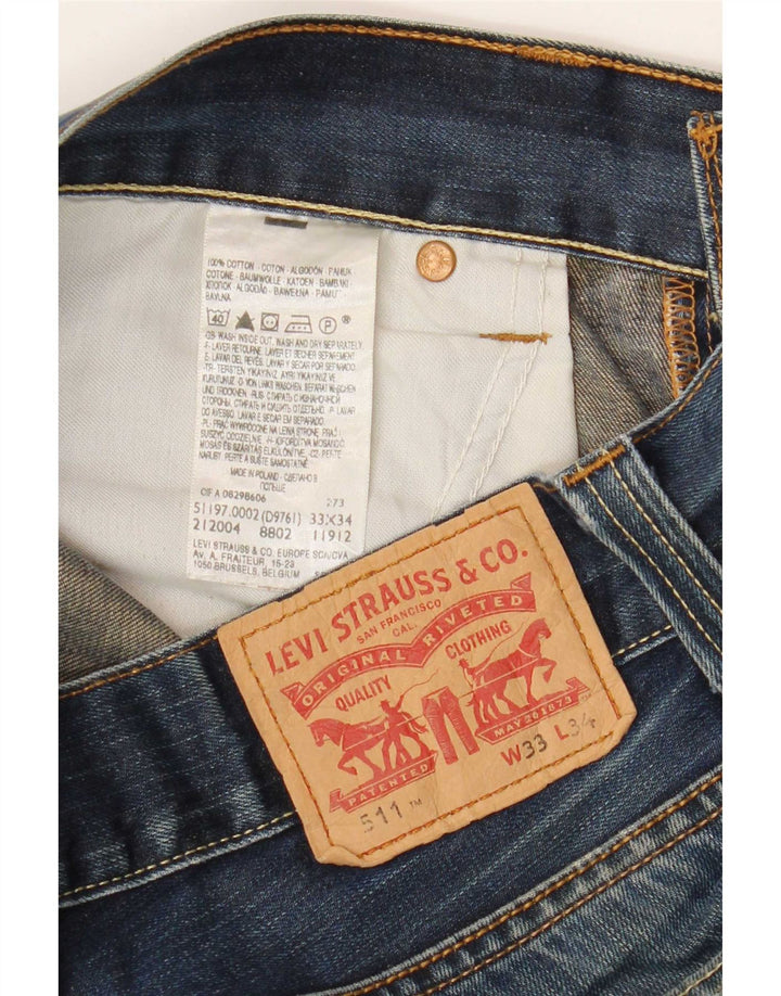 Levi's Herren 511 Distressed Slim Jeans W33 L29 Blaue Baumwolle