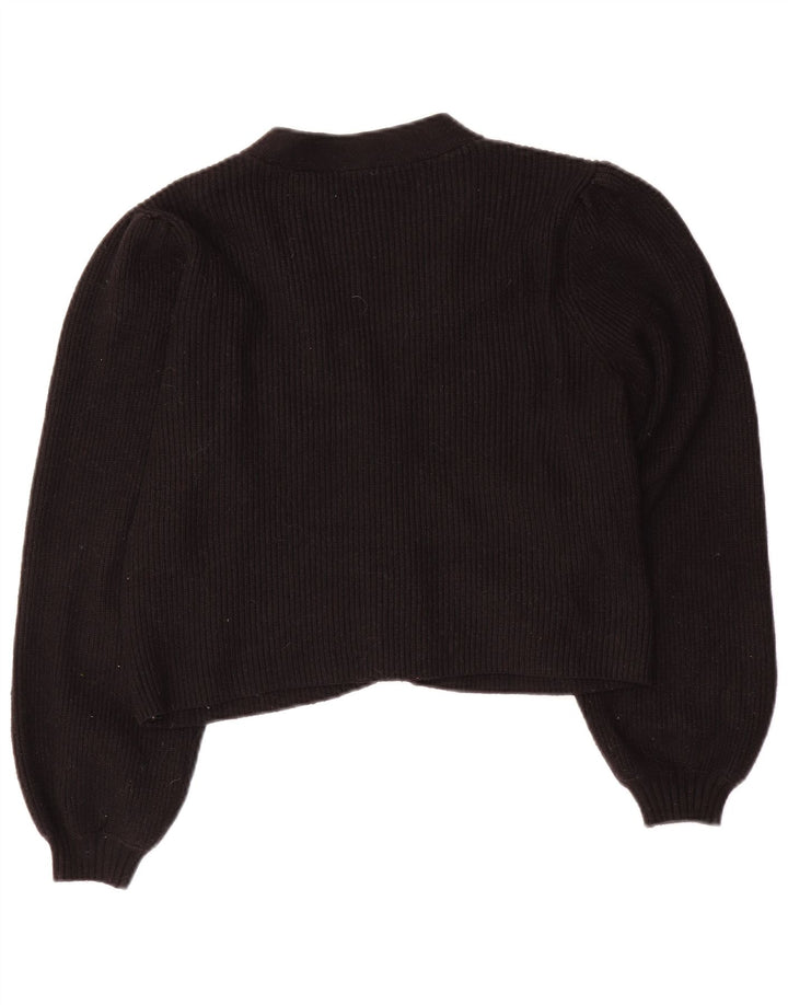 Zara Damen Crop Cardigan Pullover UK 12 Mittelschwarze Viskose