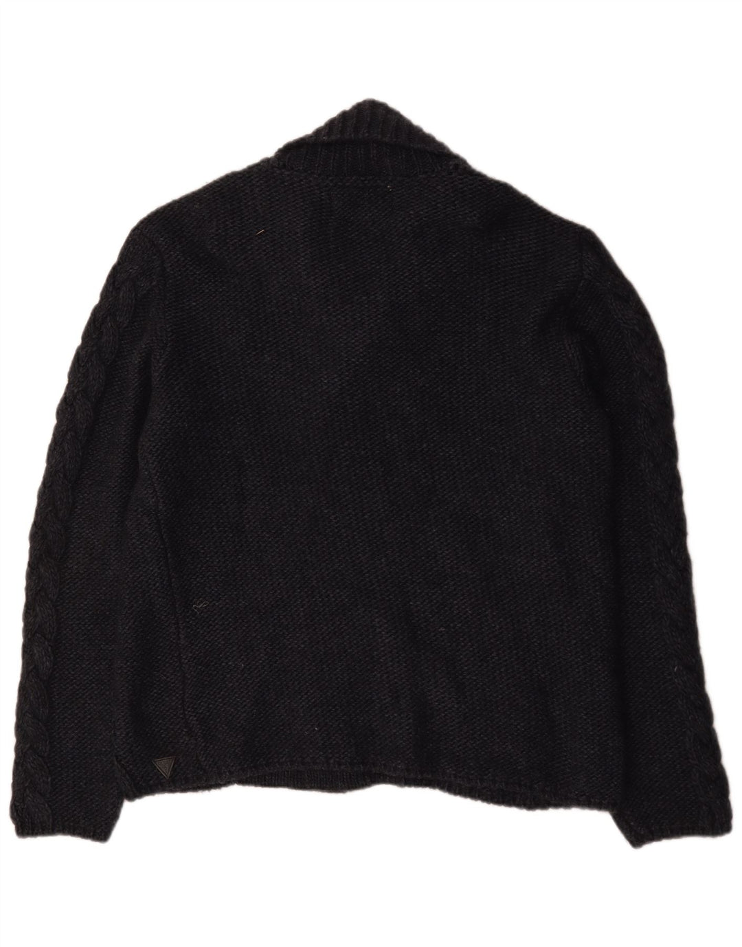 Guess Herren-Strickjacke mit Duffle-Knöpfen, groß, aus schwarzem Acryl