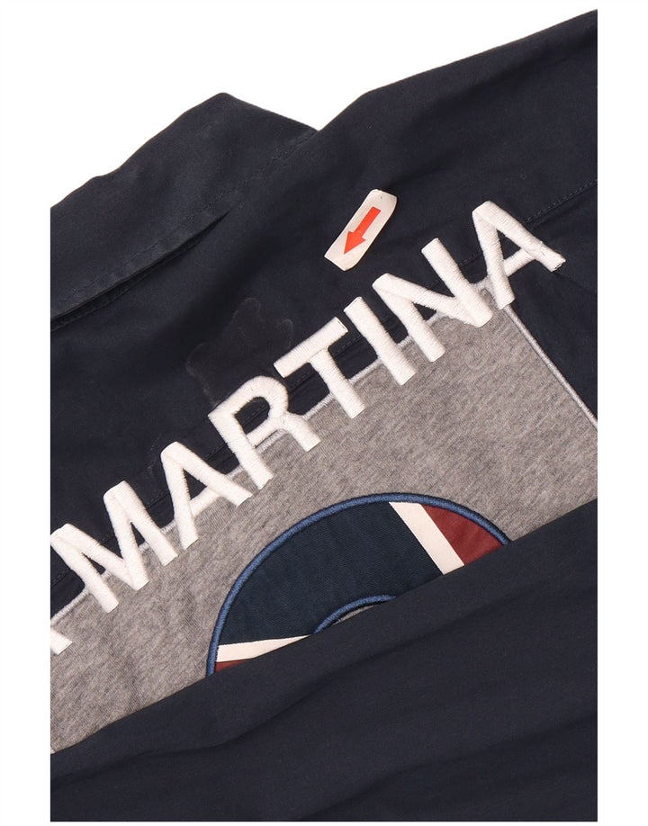 La Martina Herren-Grafikhemd, klein, marineblau, Baumwolle