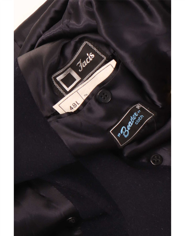 Facis Herren langer zweireihiger Mantel IT 48 Medium Navy Blue