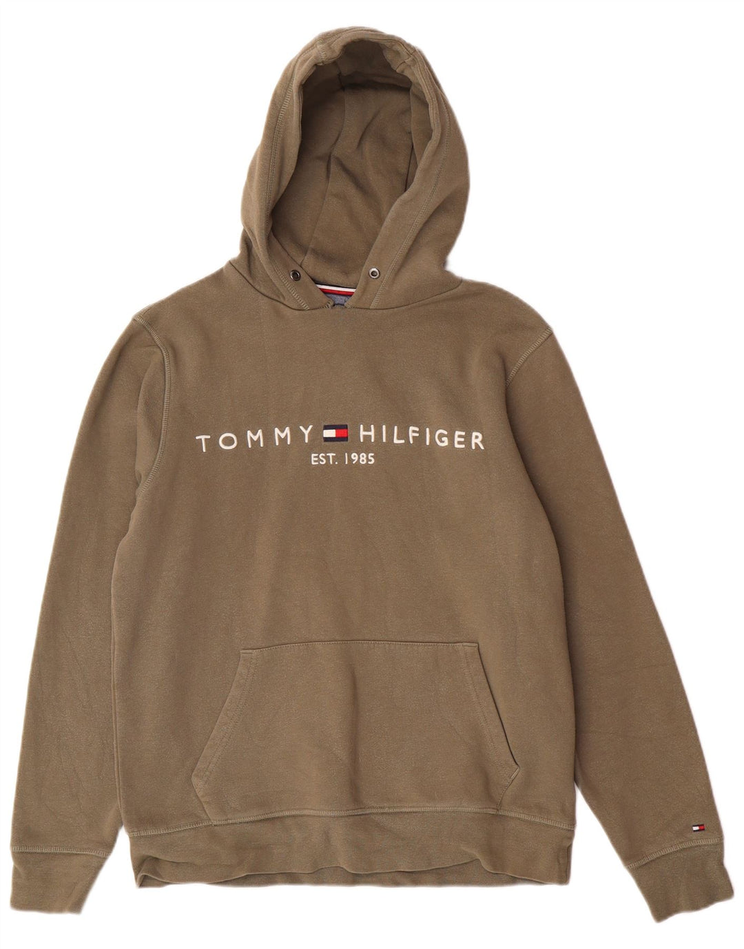 Tommy Hilfiger Herren-Kapuzenpullover mit Grafik, mittlere Khaki-Baumwolle