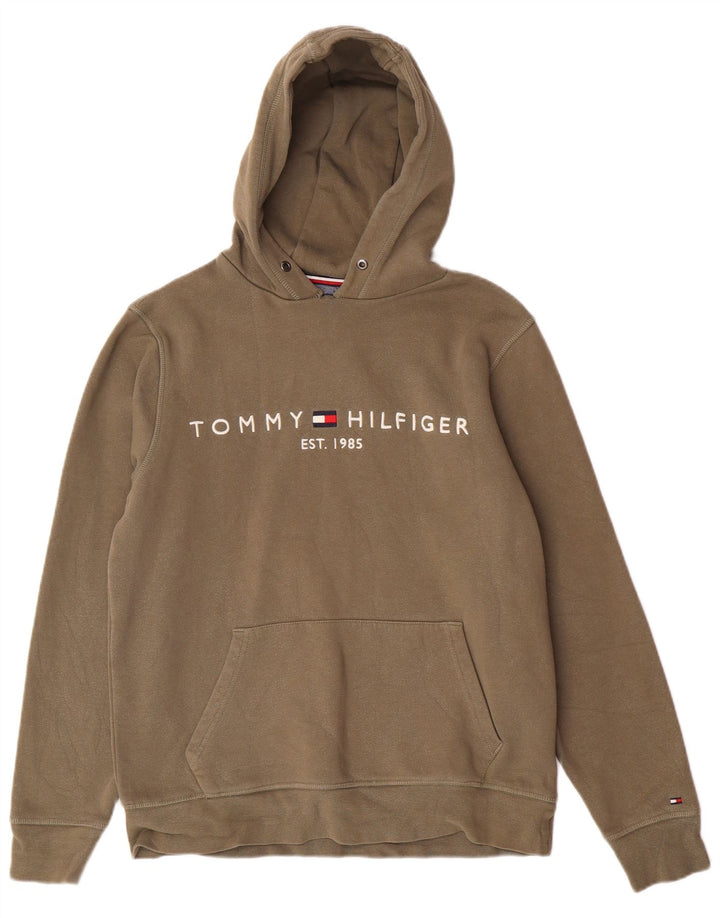 Tommy Hilfiger Herren-Kapuzenpullover mit Grafik, mittlere Khaki-Baumwolle