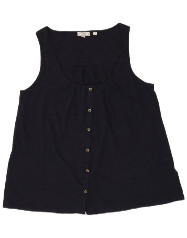 Fat Face ärmellose Damen-Hemdbluse, Größe M, Marineblau, Baumwolle, UK 12
