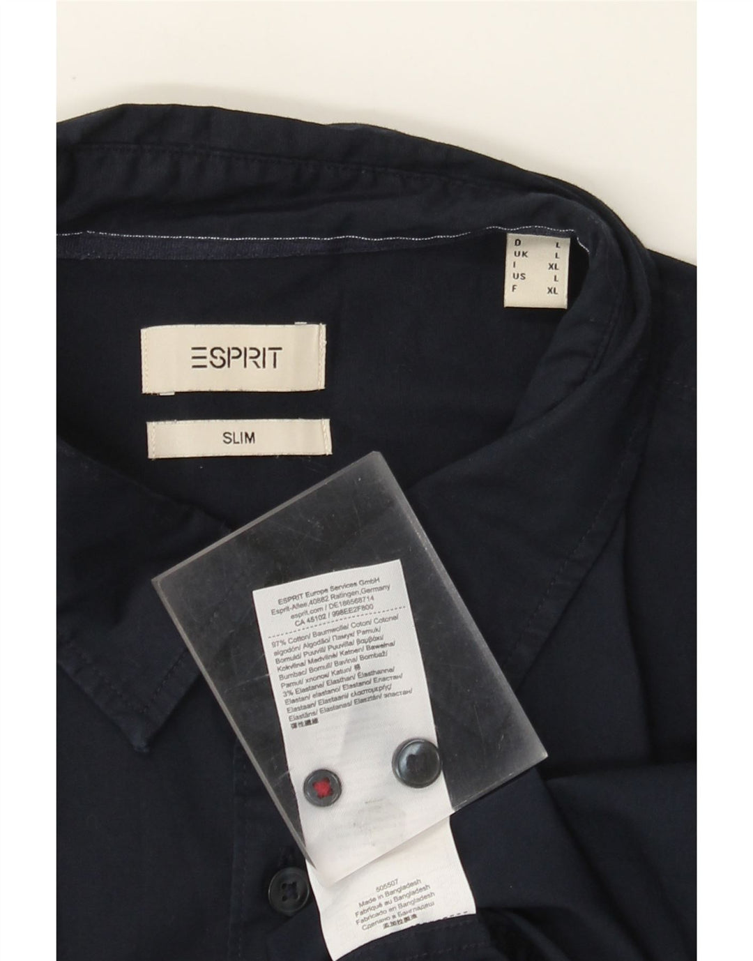 Esprit Herren-Slim-Fit-Hemd, groß, marineblau, Baumwolle