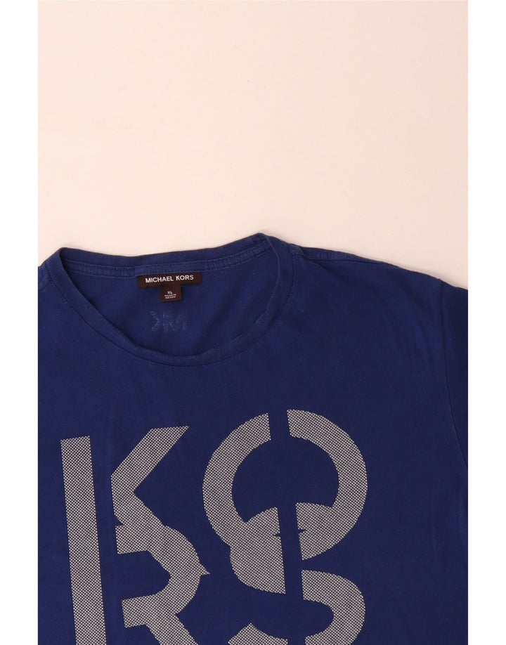 MICHAEL KORS Herren Grafik T-Shirt Top XL Blau Baumwolle