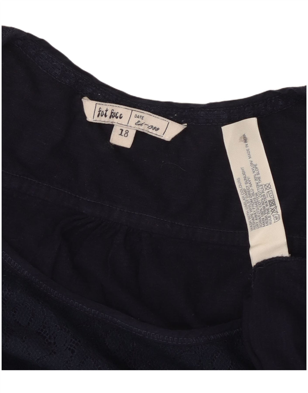 Fat Face Langarm-Blusenoberteil für Damen, UK 18, XL, marineblau, geblümt, Baumwolle