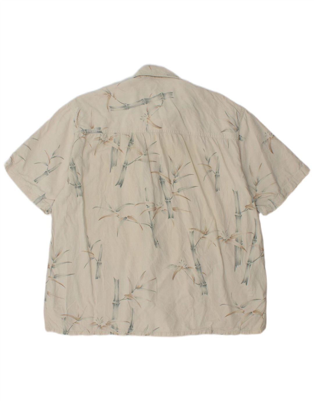 ISLAND REPUBLIC Herren-Kurzarmhemd, groß, aus cremefarbener, geblümter Seide