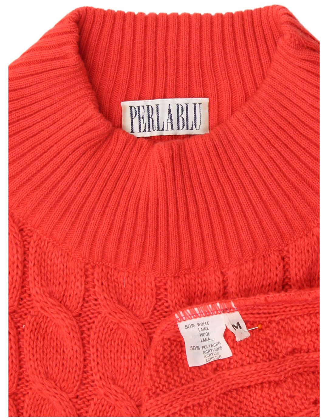 VINTAGE Damen Rollkragenpullover Pullover UK 14 Mittelrote Wolle