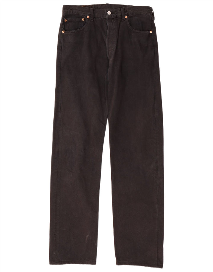 LEVI'S Herren 501 Straight Jeans W34 L36 Schwarze Baumwolle