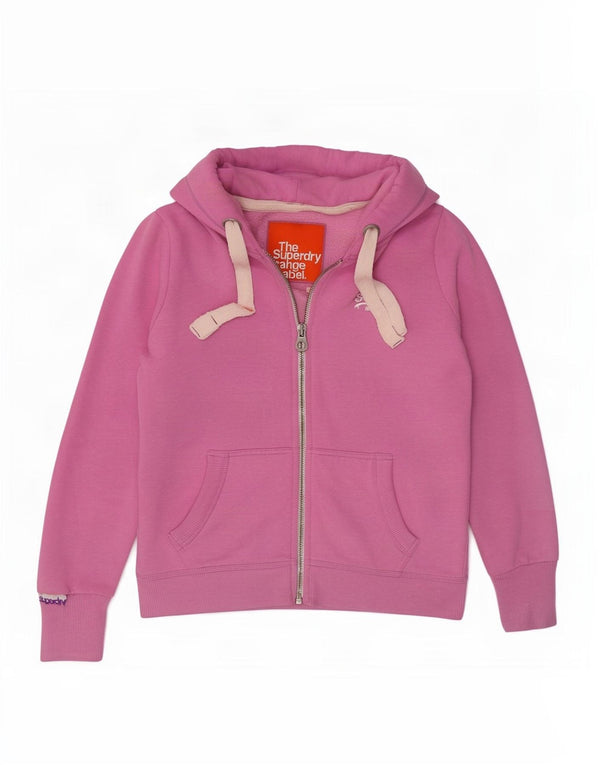 Superdry Damen-Kapuzenpullover mit Reißverschluss, UK 14, mittelrosa, Polyester