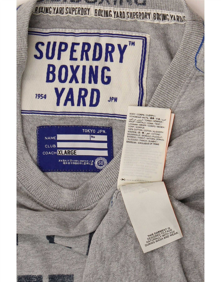 Superdry Herren Grafik-T-Shirt-Oberteil XL aus grauer Baumwolle