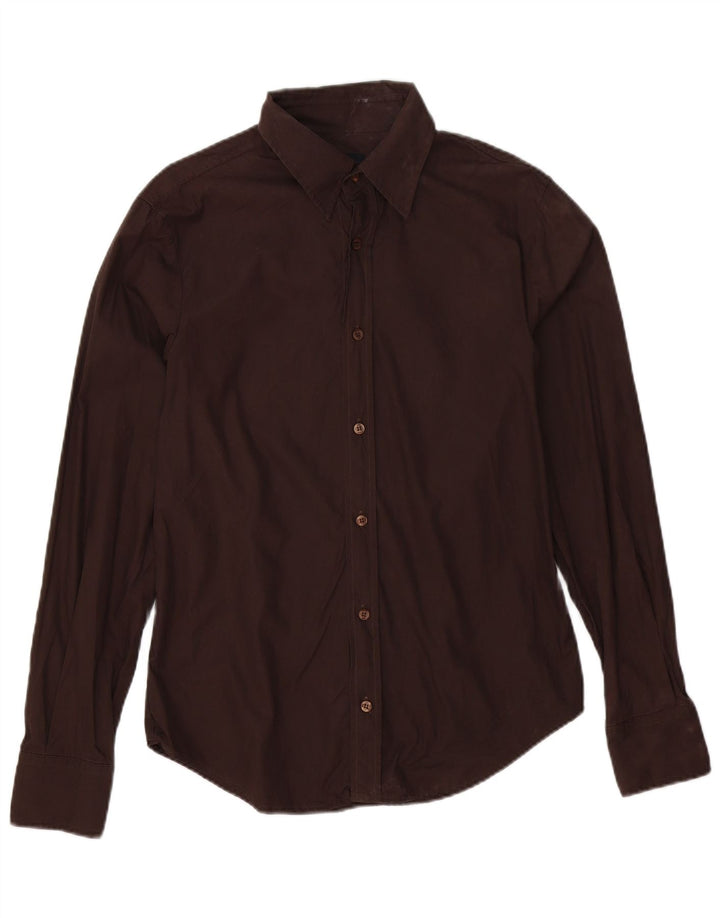 Just Cavalli Damen-Hemd UK 14 aus mittelbrauner Baumwolle