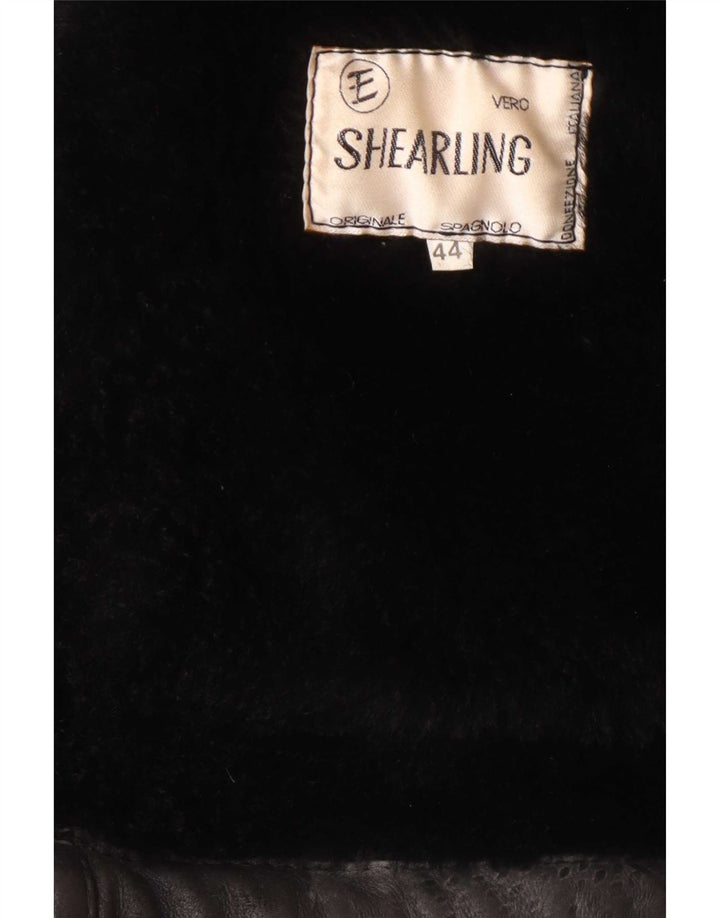 Vintage Herren Shearling Jacke UK 44 2XL Schwarz Shearling