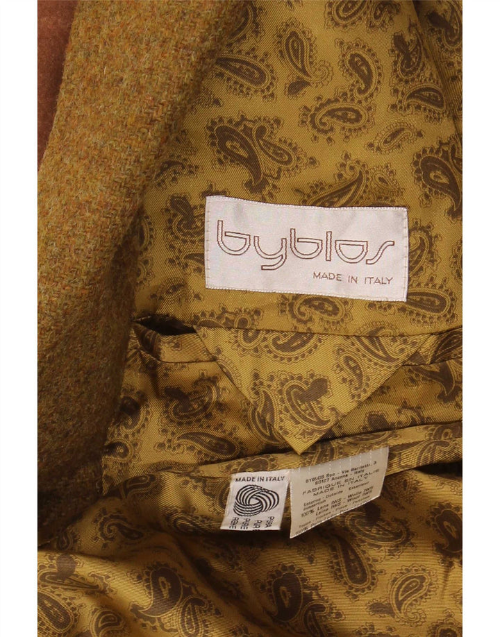 Byblos Herren-Blazer mit 3 Knöpfen, IT 50, große Khaki-Wolle