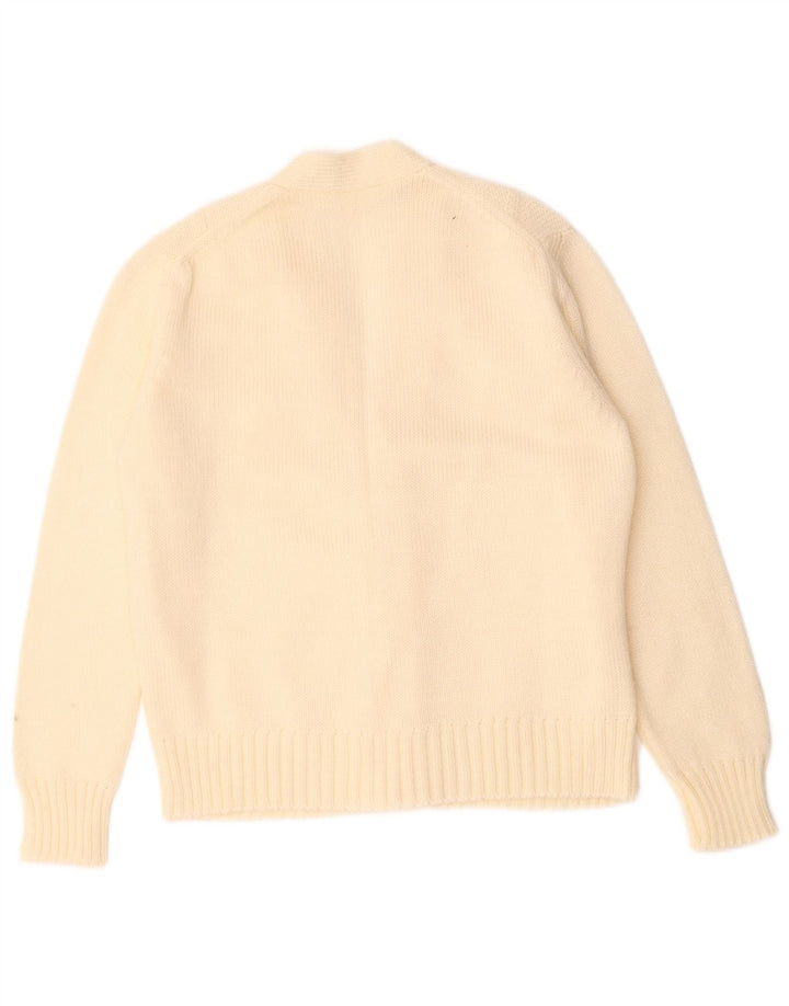 Vintage Damen Cardigan Pullover UK 14 Medium Off White