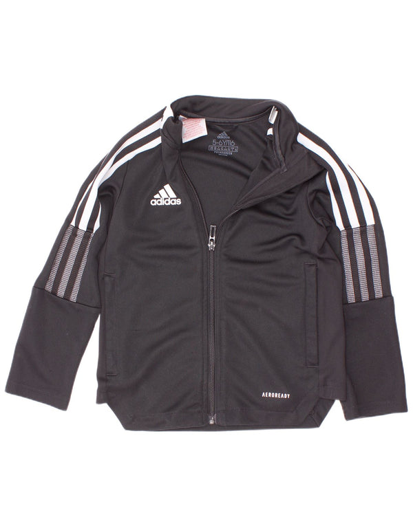 Adidas Jungen Aeroready Trainingsanzug Top Jacke 5–6 Jahre Schwarz Farbblock