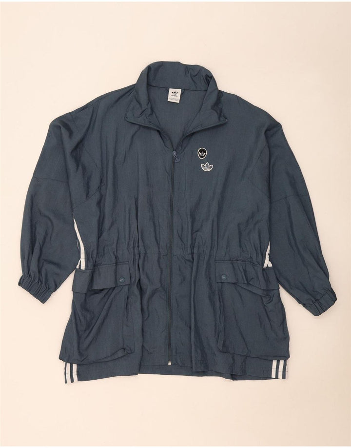 Adidas Damen Übergroße Utility-Jacke UK 8 Small Blau Polyamid