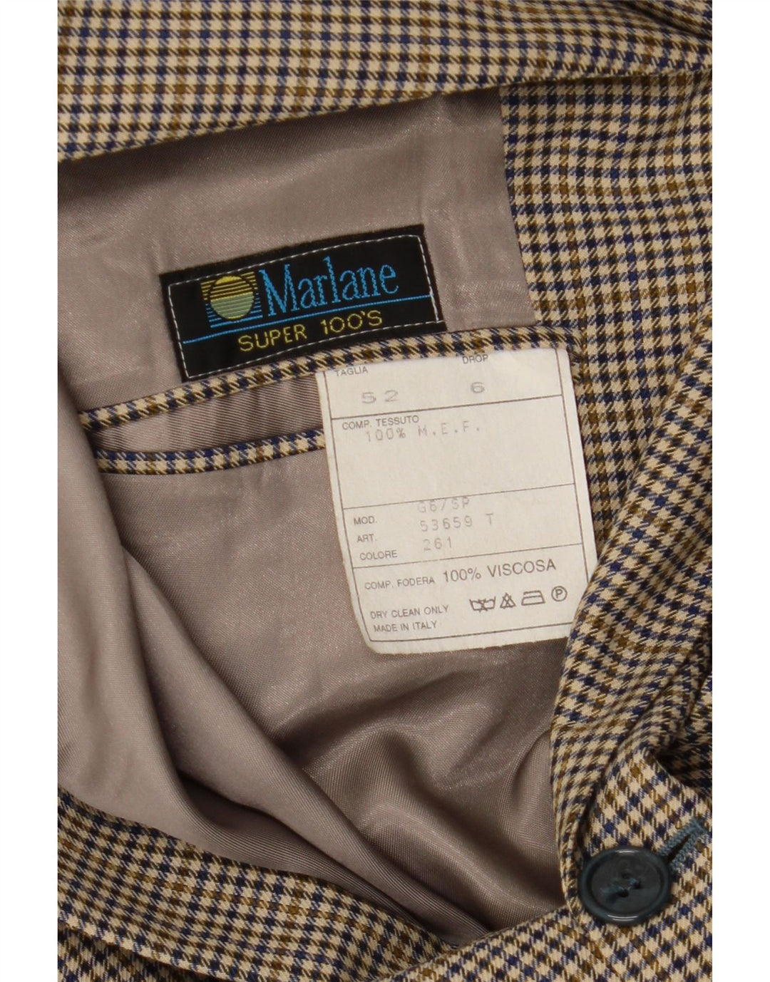 MARLANE Mens 2 Button Blazer Jacket IT 52 XL Grey Houndstooth Vintage Marlane and Second-Hand Marlane from Messina Hembry 