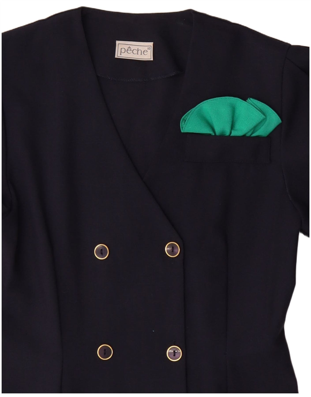 VINTAGE Damen Zweireihiges Etuikleid US 10 Large Marineblau