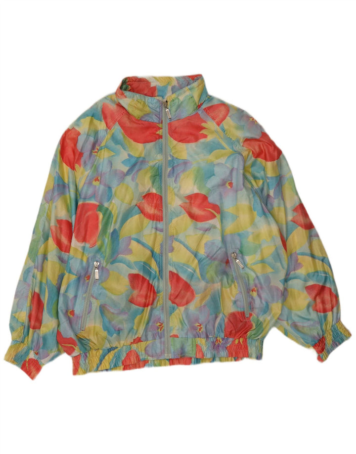 Übergroße Trainingsjacke von Perry für Damen, IT 44, Mittelblau mit Blumenmuster