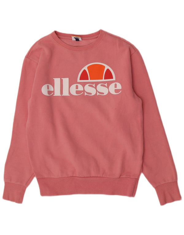 Ellesse Womens Graphic Sweatshirt Pullover UK 10 Small Rosa Baumwolle