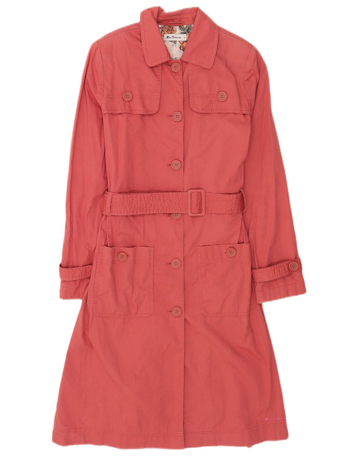 Ben Sherman Damen Trenchcoat UK 10 Small Rosa Baumwolle