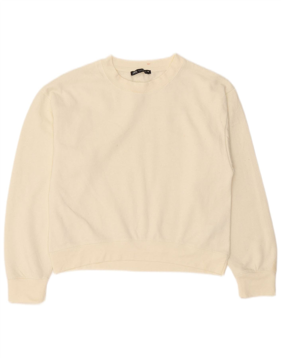 Zara Damen-Sweatshirt-Pullover UK 14 Mittelweißes Polyester
