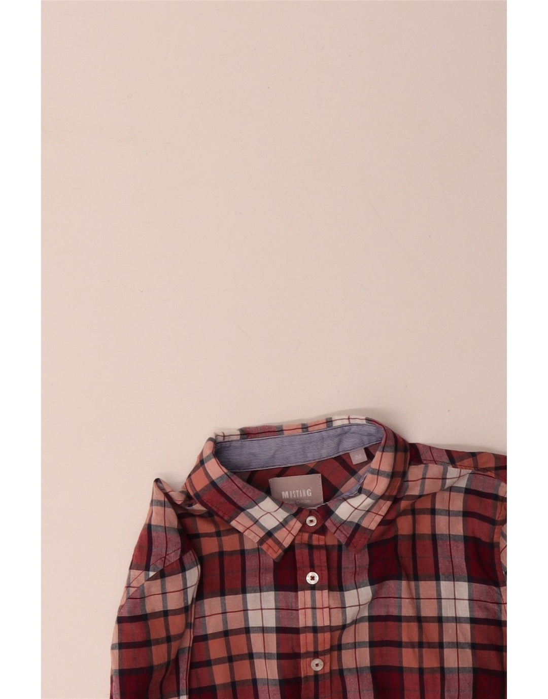 MUSTANG Damen-Hemd, EU 36, klein, rosa kariert, Baumwolle