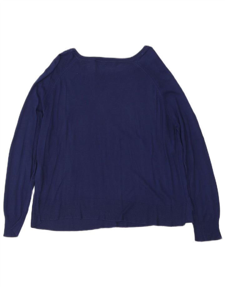 Zara Damen-Pullover mit U-Boot-Ausschnitt, UK 14, mittlere marineblaue Viskose