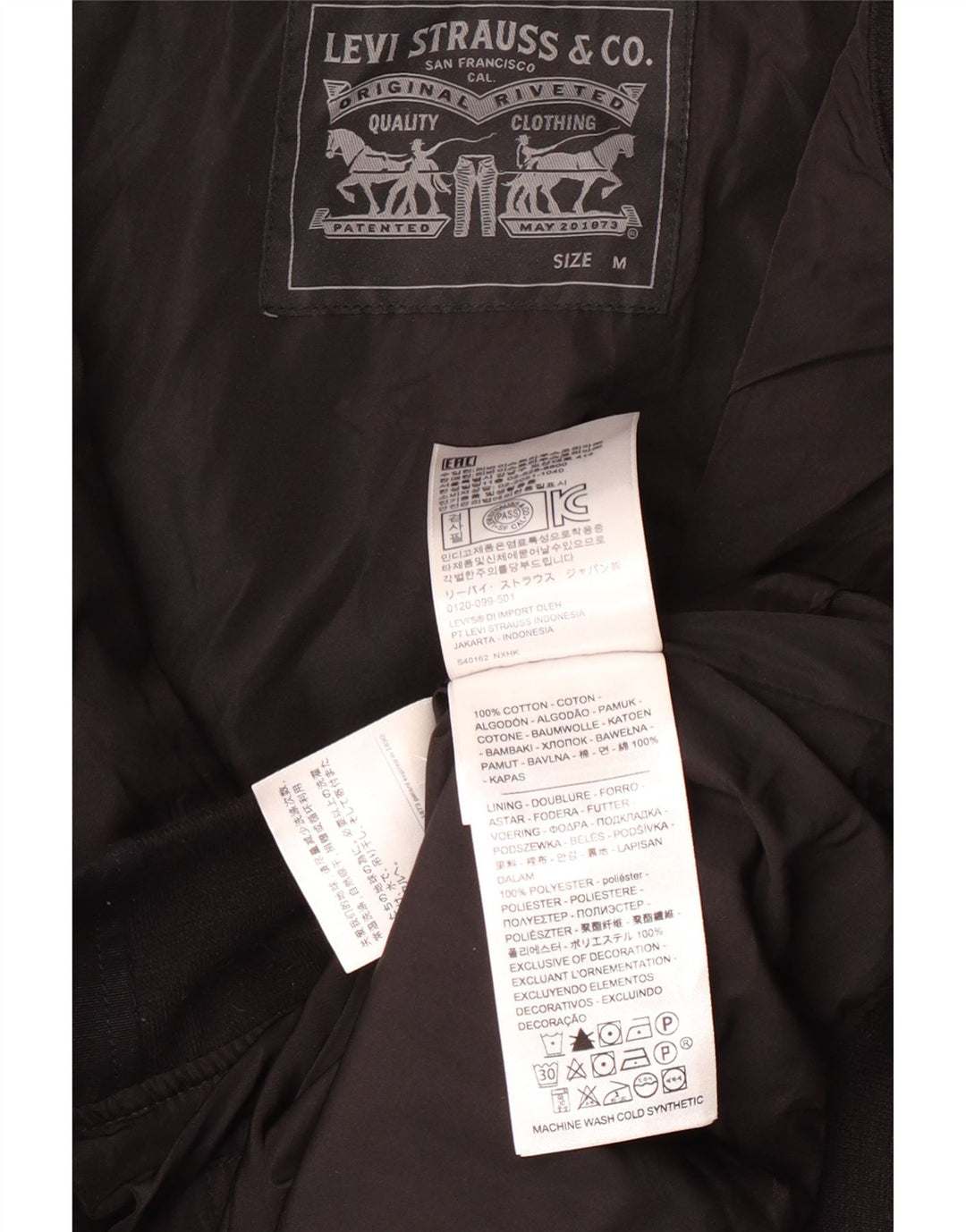 LEVI'S Herren Bomberjacke UK 38 Mittelschwarze Baumwolle