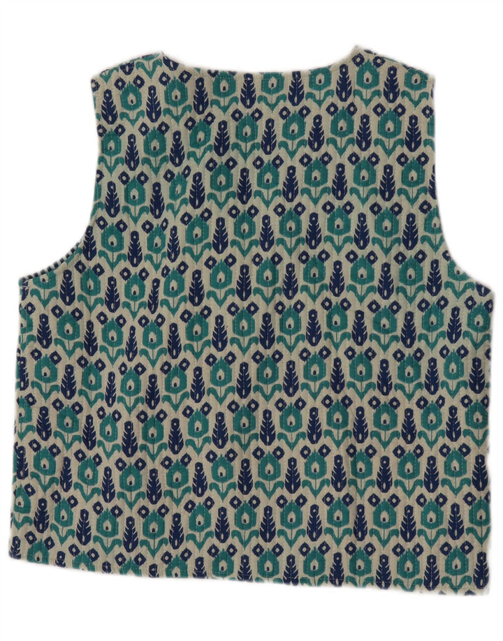 Vintage Damen Weste UK 14 Mittelblau geblümt