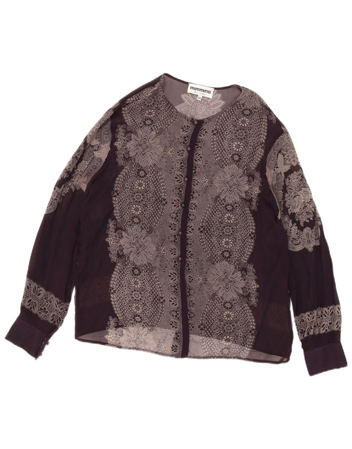 MIMMINA Durchsichtige Damen-Hemdbluse IT 44 Mittelschwarz mit Blumenmuster