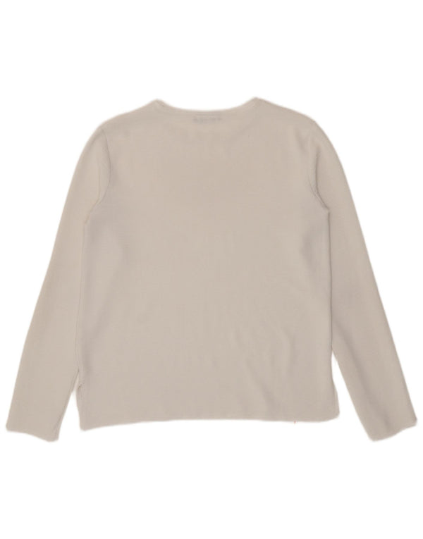 Zara Damen Top Langarm UK 10 Small Weiß