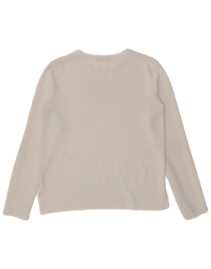 Zara Damen Top Langarm UK 10 Small Weiß