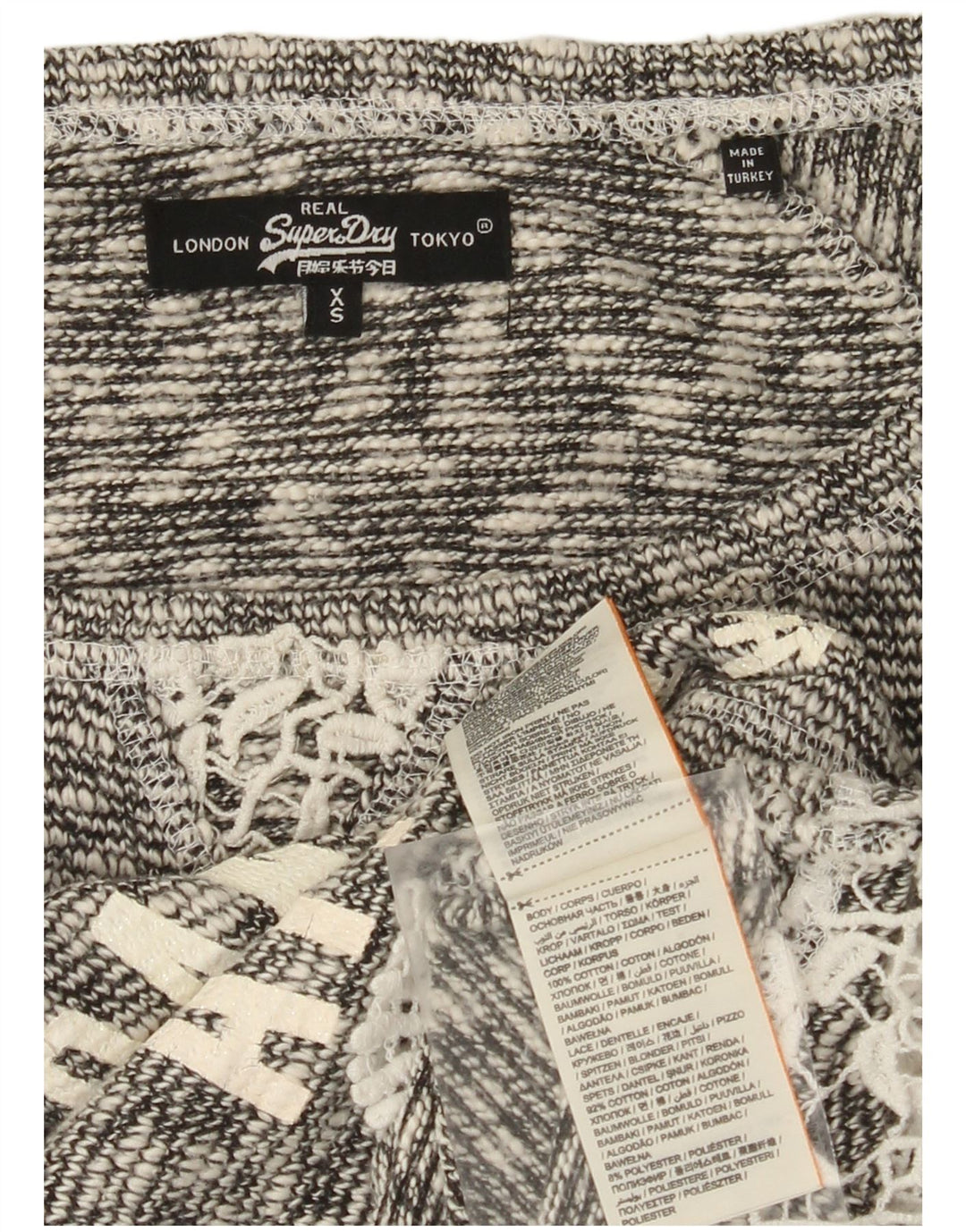 Superdry Damen-Pullover, übergroß, kurz geschnitten, U-Boot-Ausschnitt, UK 6, XS, Grau, Baumwolle