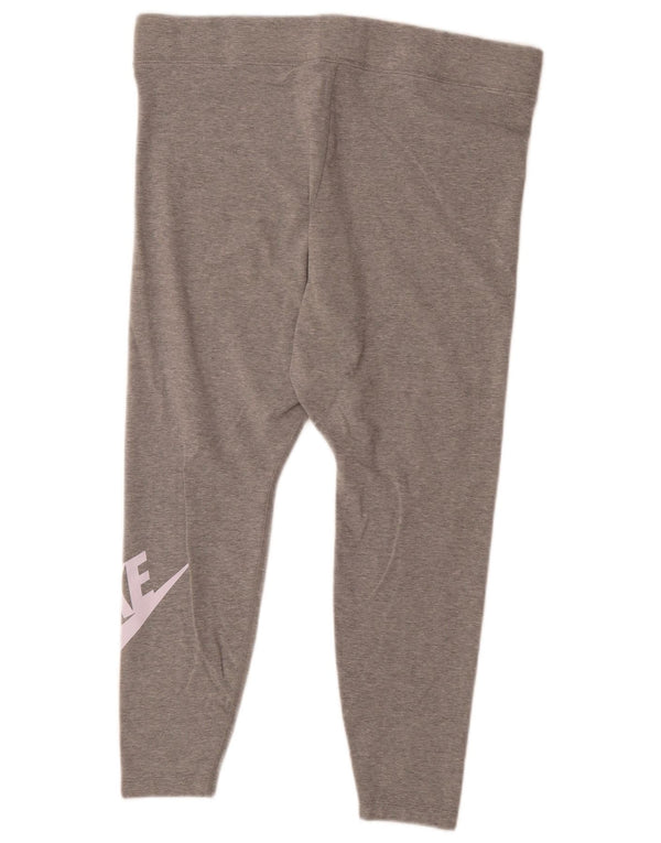 Nike Womens Graphic Capri Leggings UK 18 XL Grau gefleckte Baumwolle