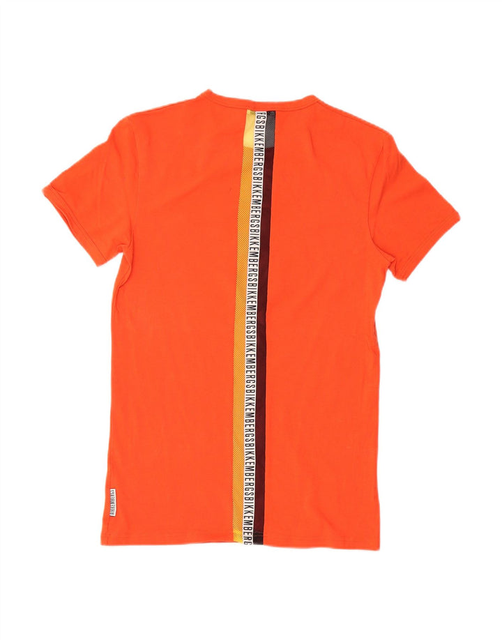 BIKKEMBERGS Mens Graphic T-Shirt Top Medium Orange Cotton