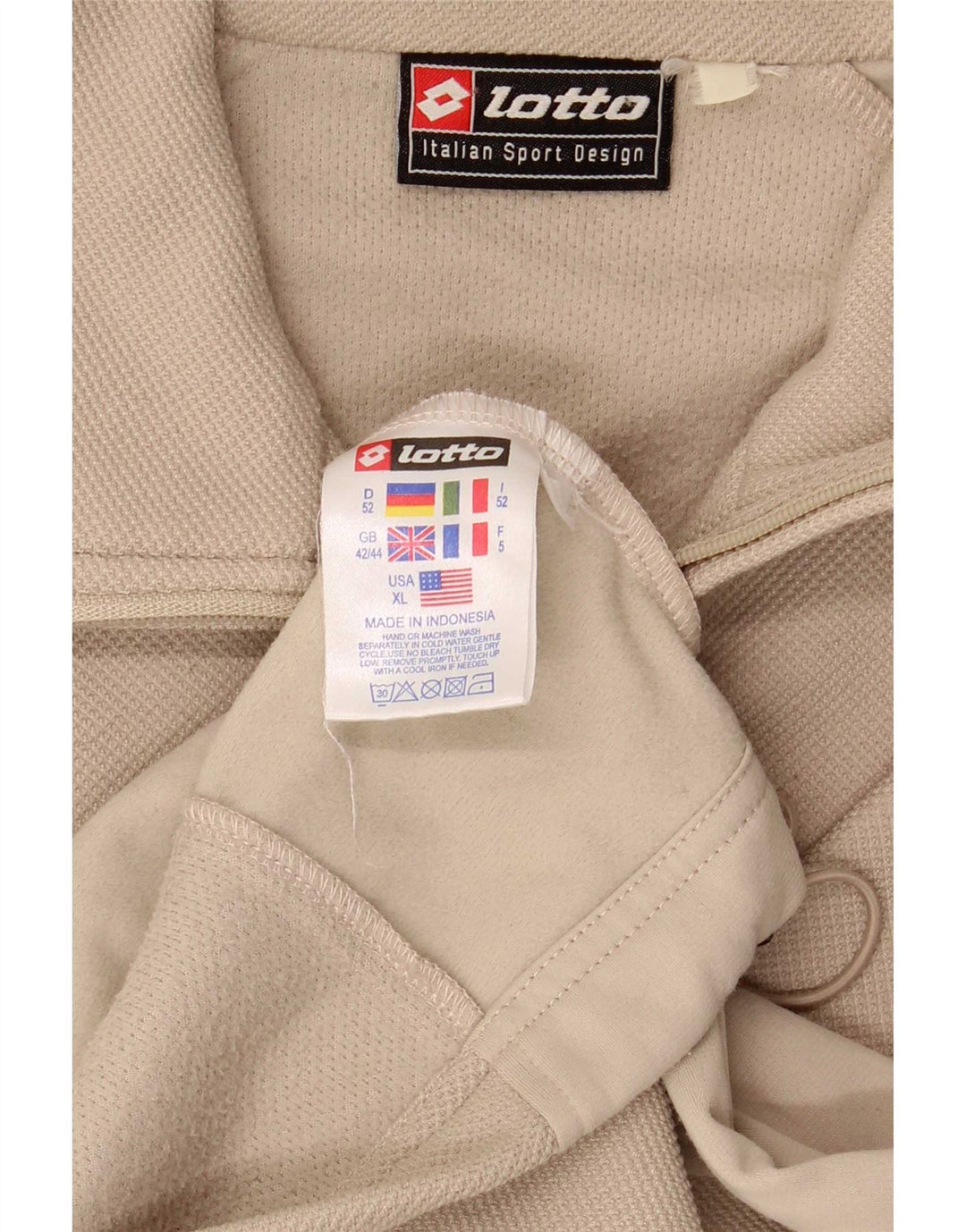 Lotto Herren-Trainingsanzug-Top-Jacke UK 42/44 XL Beige Polyester