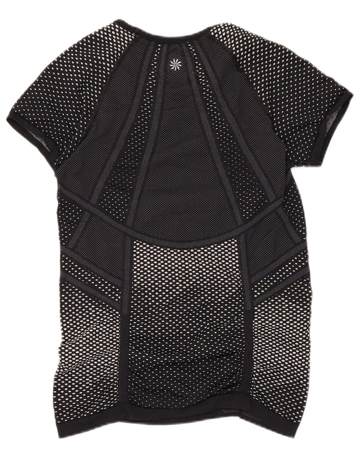 ATHLETA Damen T-Shirt Top UK 8 Small Schwarz gepunktetes Polyester