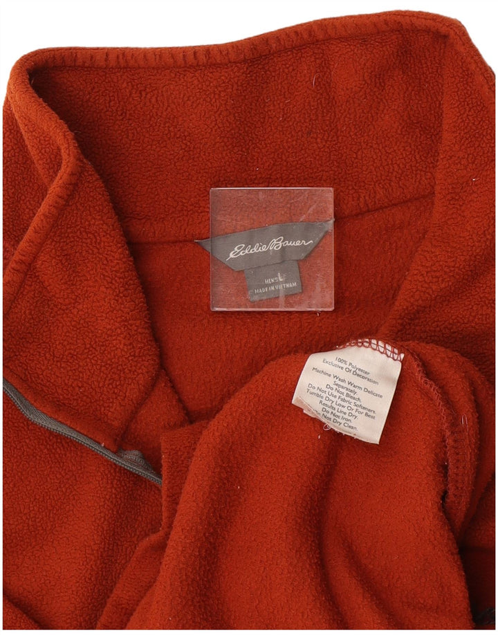 EDDIE BAUER Herren-Fleecepullover mit Reißverschluss am Hals, großes orangefarbenes Polyester