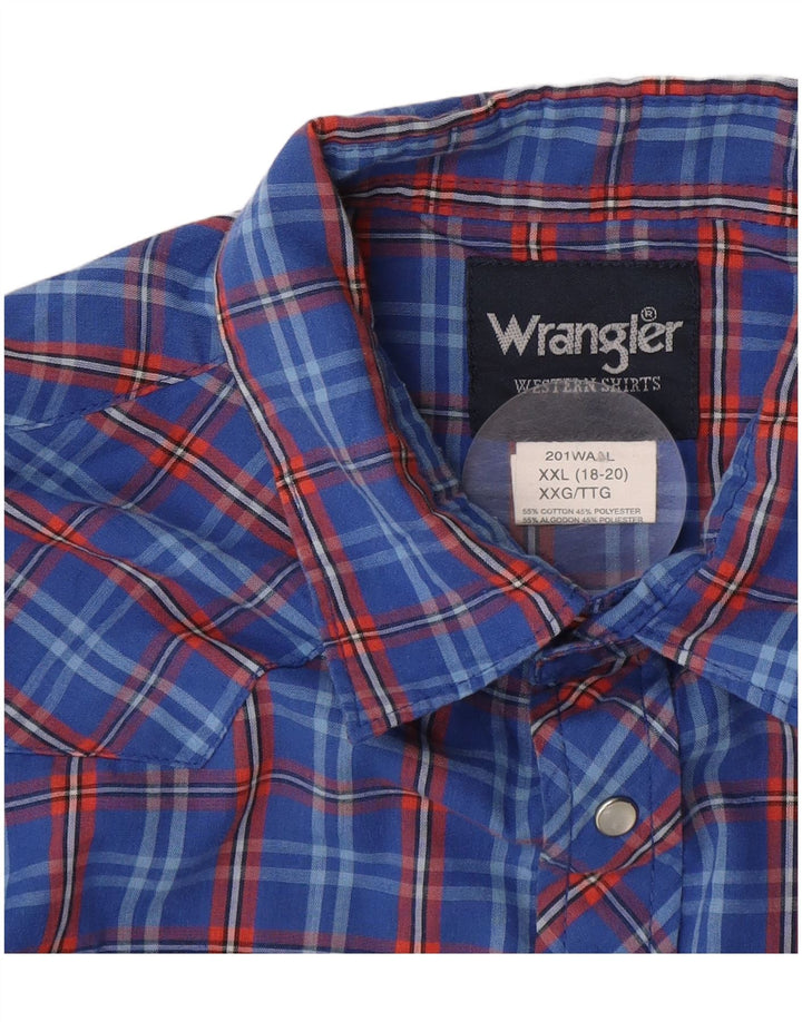 WRANGLER Jungen-Hemd, 15–16 Jahre, 2XL, blau karierte Baumwolle
