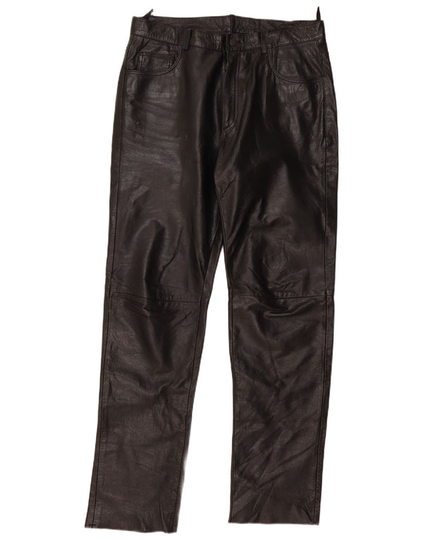 Vintage Mens Straight Leather Trousers XL W38 L34 Black