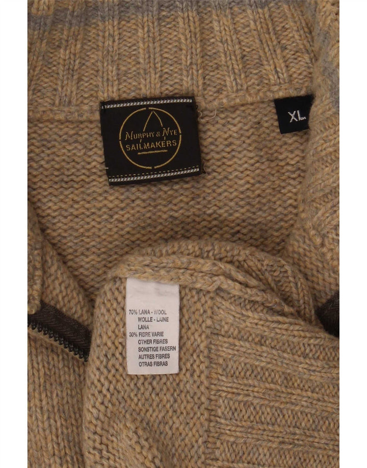 Murphy & Nye Herren-Pullover mit Reißverschluss, XL, beige gesprenkelte Wolle